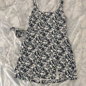 Floral Sleeveless Dress with Matching Scrunchie